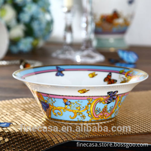 9 Inches Fine Bone China Luxury Antique Porcelain Fruit Bowl